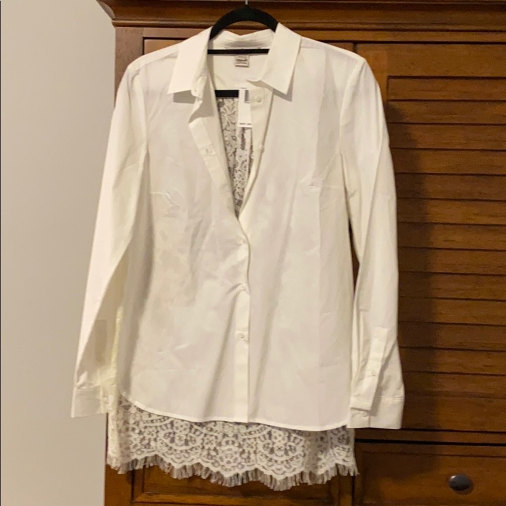 French Connection Lace-back button down